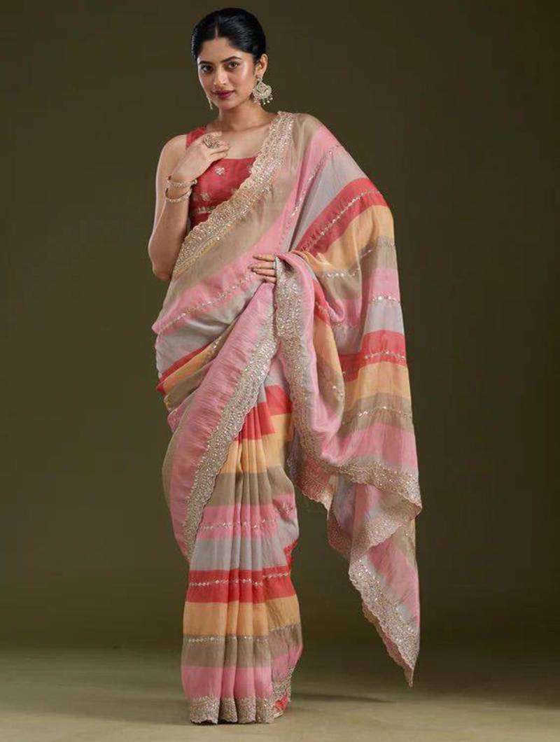 Pastel multicolor saree