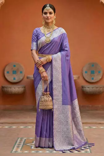 Lavender silk saree