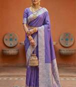Lavender silk saree