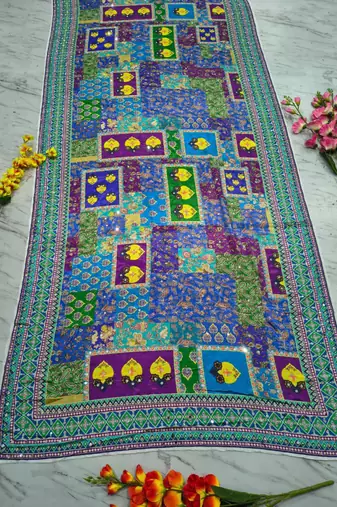 Multicolor silk blend designer saree