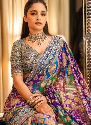 Multicolor silk blend designer saree 4