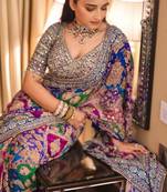 Multicolor silk blend designer saree