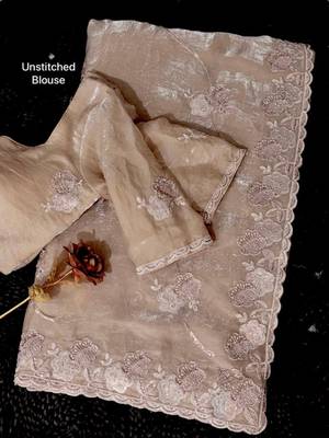 Beige embroidered saree 2