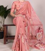 Peach floral saree