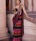 Multicolor stripe designer saree