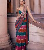 Multicolor stripe designer saree