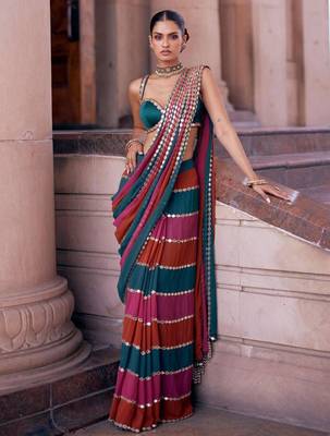 Multicolor stripe designer saree 3
