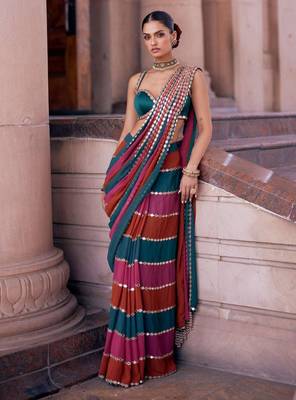 Multicolor stripe designer saree 4