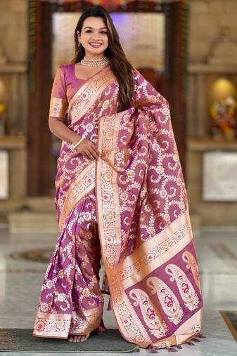 Pink embroidered saree