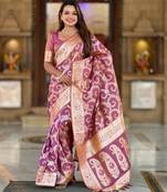 Pink embroidered saree