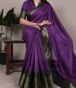 Purple silk saree with gold weave
