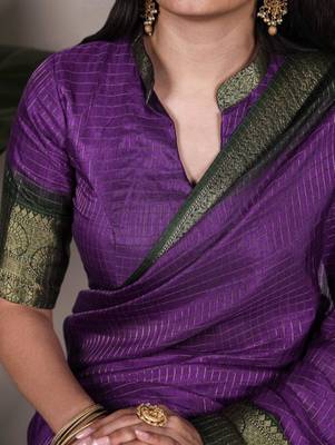 Purple silk saree with gold weave 2