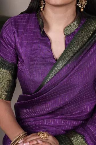Purple silk saree with gold weave