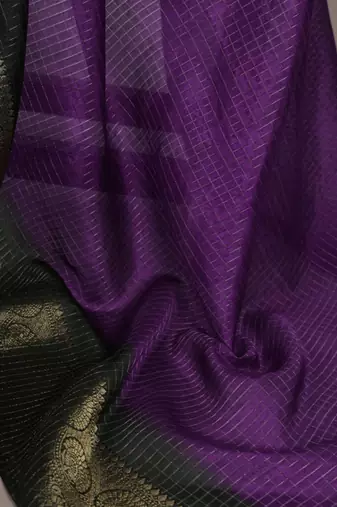 Purple silk saree with gold weave