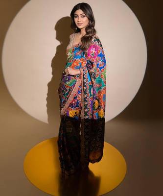 Multicolor traditional print saree 2