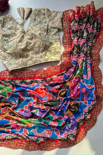 Multicolor traditional print saree