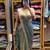 Sage green embroidered satin ready-to wear saree 