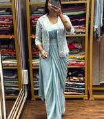 light blue embroidered ready-to-wear saree
