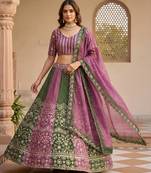 Lavender Color Sequins Embroidery Work Chinon  Silk Lahenga Choli set