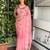 Pink glass tissue position print handstitch butta work saree with matching blouse piece