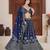 Blue Color Sequins and Zari  Embroidery Work  Chinon Silk Lahenga Choli Set