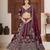 Wine Color Sequins and Zari  Embroidery Work  Chinon Silk Lahenga Choli Set