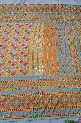 Multicolor geometric print saree