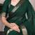 Dark green silk blend saree