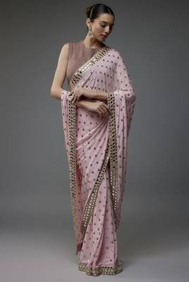 Dusty pink embellished saree 1