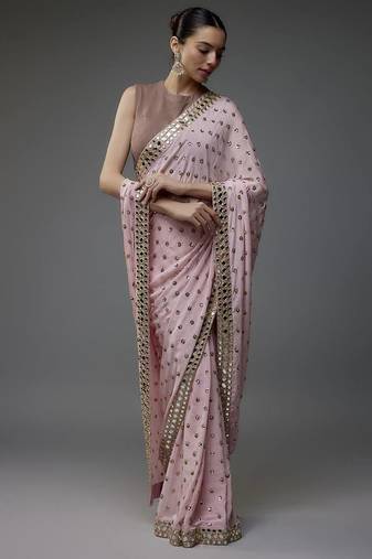 Dusty pink embellished saree