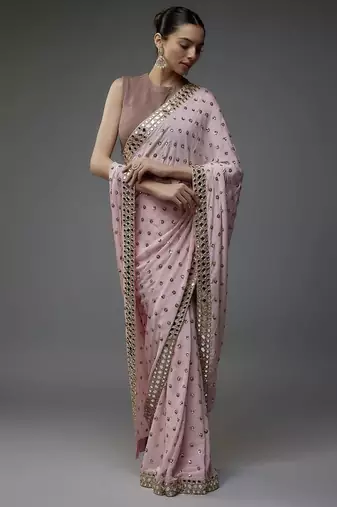 Dusty pink embellished saree