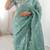 Pastel green embroidered saree