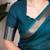 Teal blue silk blend saree