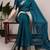 Teal blue silk blend saree