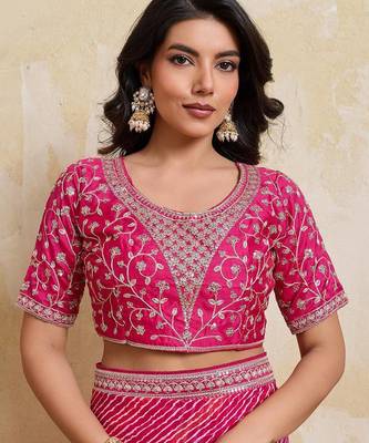 Georgette Pink leheriya printed saree 2