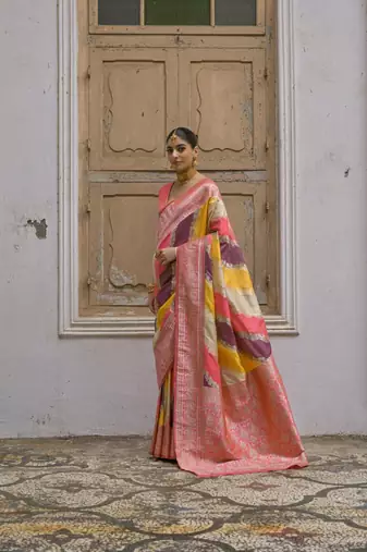 Multicolor banarasi silk saree
