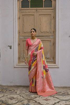 Multicolor banarasi silk saree 1