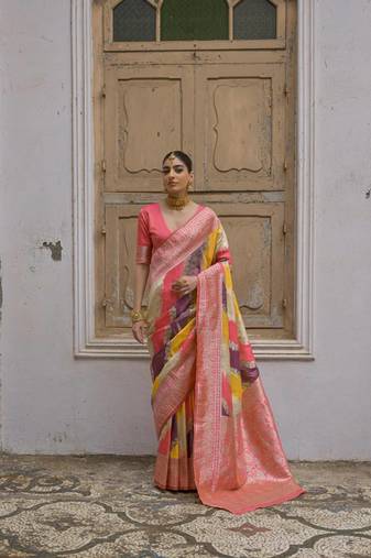 Multicolor banarasi silk saree