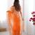 Orange organza embroidered saree