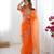 Orange organza embroidered saree