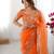 Orange organza embroidered saree