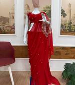 Georgette two-style draped saree with stitched blouse