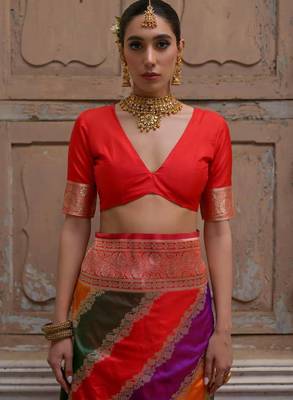 Multicolor banarasi art silk saree 2