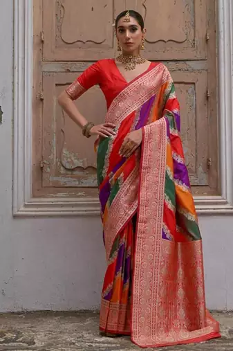 Multicolor banarasi art silk saree