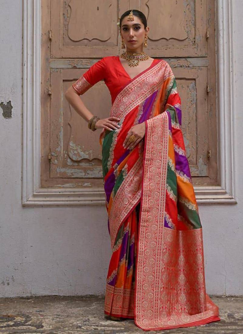 Multicolor banarasi art silk saree