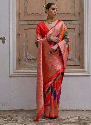 Multicolor banarasi art silk saree 3