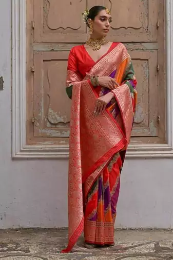 Multicolor banarasi art silk saree