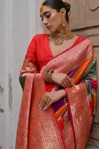 Multicolor banarasi art silk saree