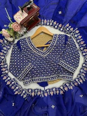 Dark- blue embroidered saree 4
