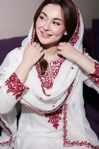red embrodered organza kurta